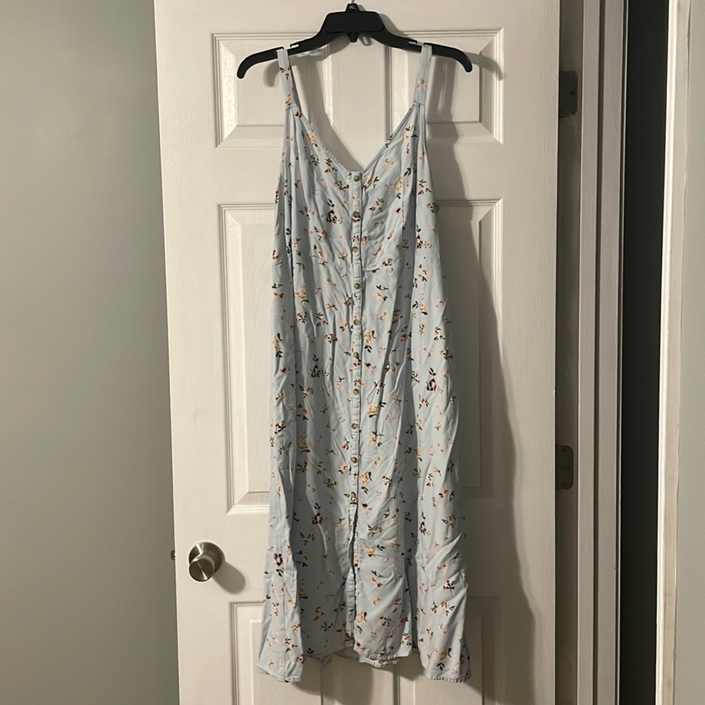 Light blue floral mid length dress